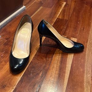 Christian Louboutin Simple Black Round Toe Pump, 85 mm, Size 38 1/2